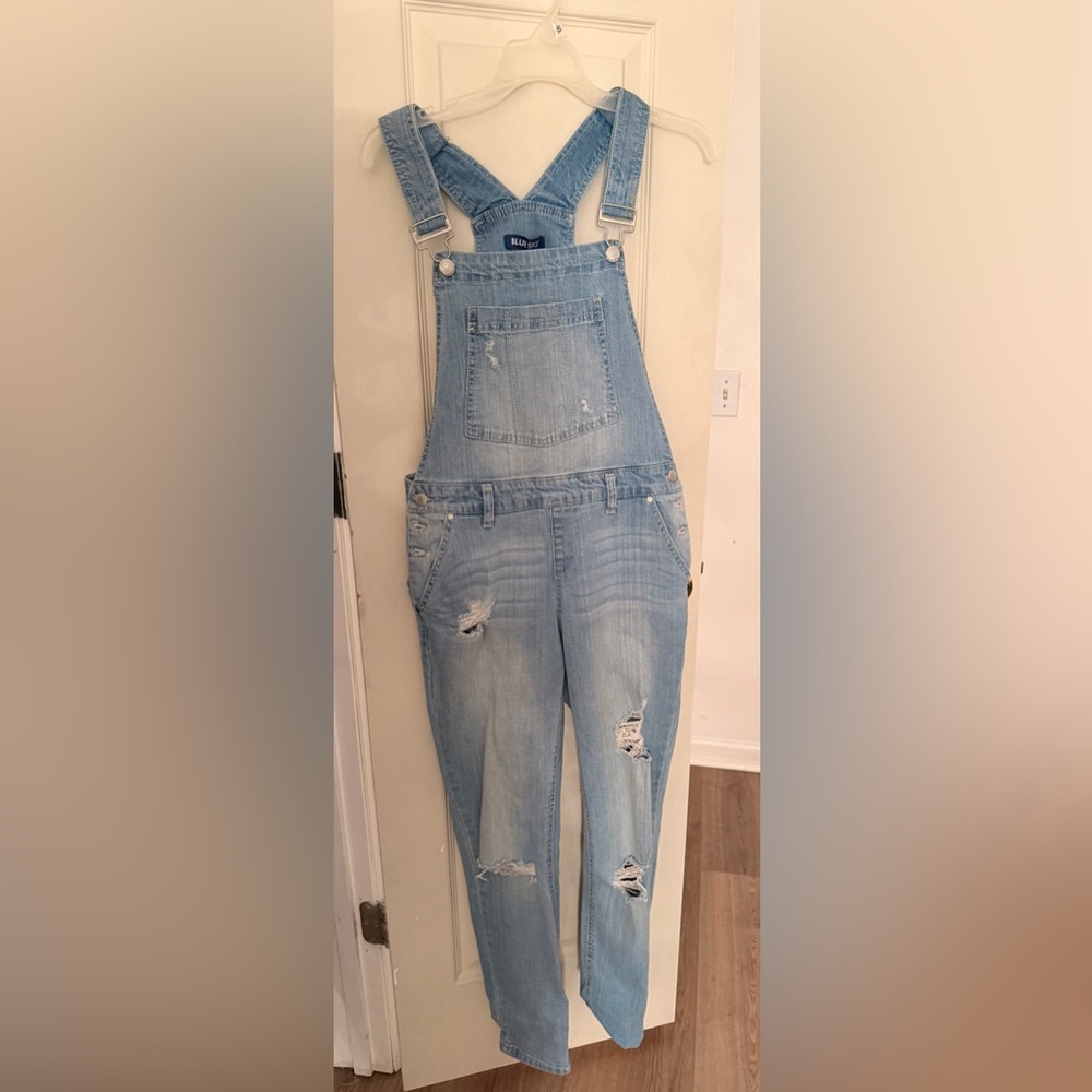 Blue Spice - Distressed Denim Overalls